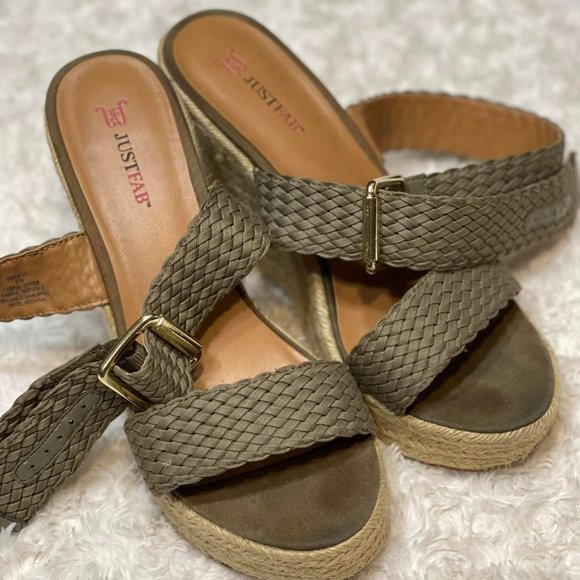 Just Fab Army Green Breeze Wedges - Picture 5 of 6